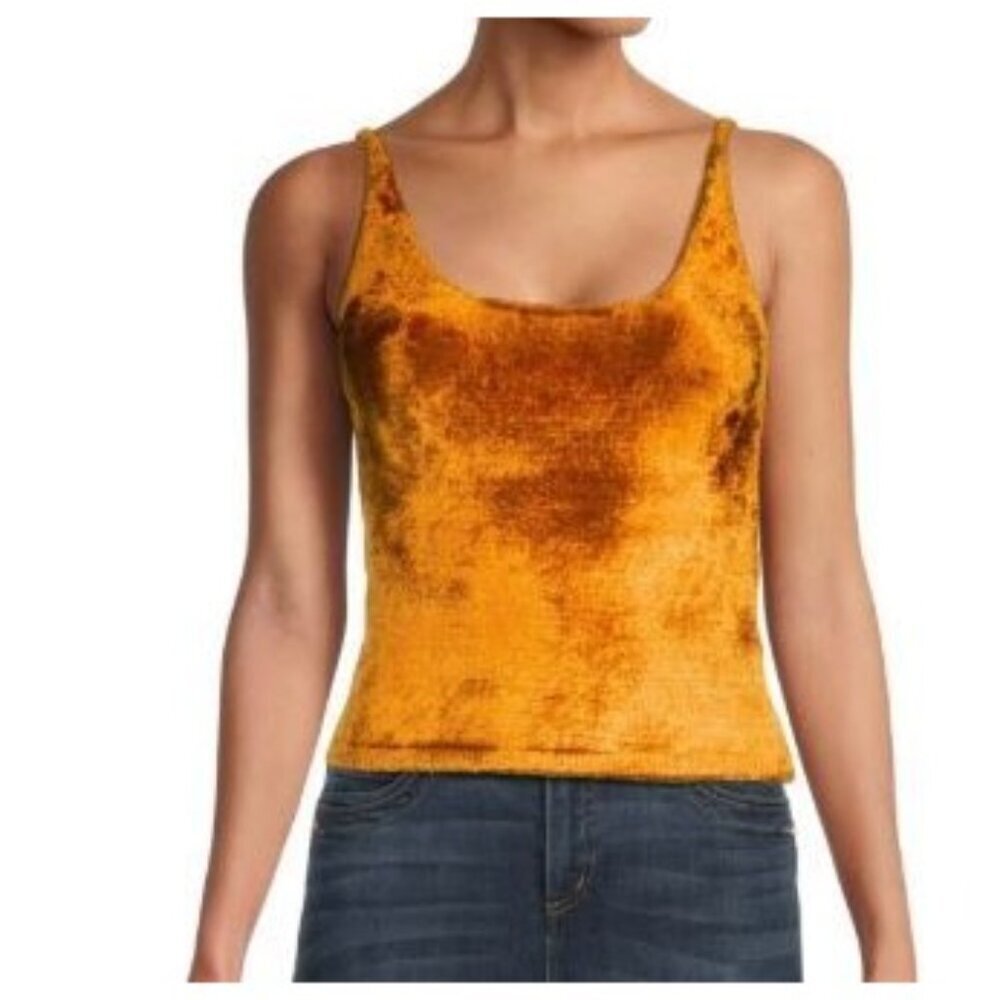 Vince Fuzzy Women's Tank Top Gold Scoop Neck Viscose Sleeveless Luxe Size Large - Picture 1 of 9
